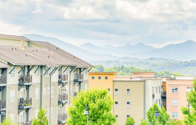 mountain views from the apartment buildings