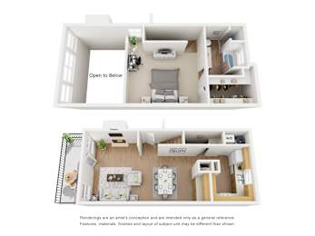 1 bed, 1.5 baths, 937 sqft, $1,306