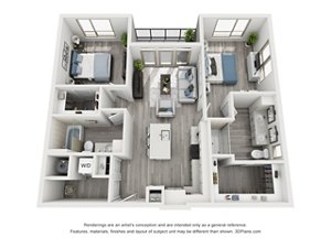 2 beds, 2 baths, 1,122 sqft, $2,393