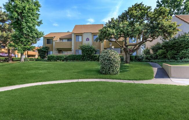 a large lawn in front of a house