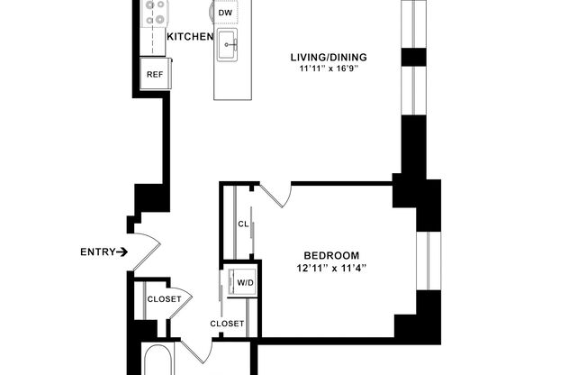 1 bed, 1 bath, 679 sqft, $2,285, Unit M-G4