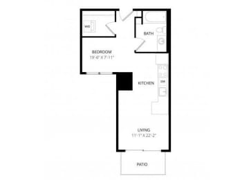 Studio, 1 bath, 419 sqft, $1,500