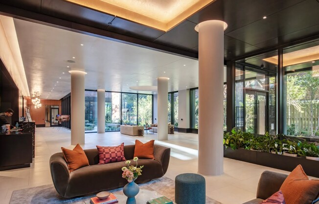 Welcome to Mabel, where luxury meets comfort. Step into our modern lobby that boasts chic design and abundant natural light. Enjoy stylish furnishings and a serene atmosphere. Make Mabel your next home—schedule a visit today!