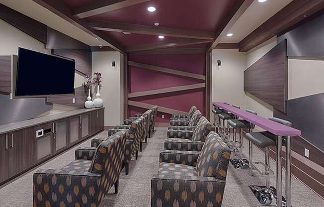 Movie theater with seating and TV