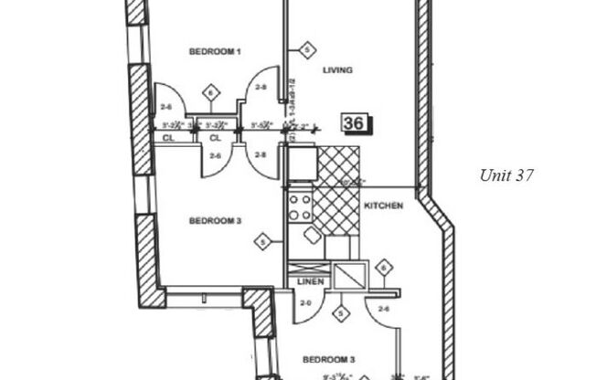 3 beds, 2 baths, 736 sqft, $2,695, Unit 36