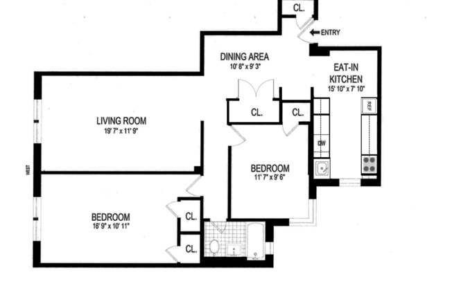 2 beds, 1 bath, 1,000 sqft, $3,400, Unit 6L