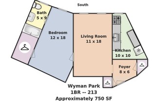 1 bed, 1 bath, 550 sqft, $1,525, Unit 213