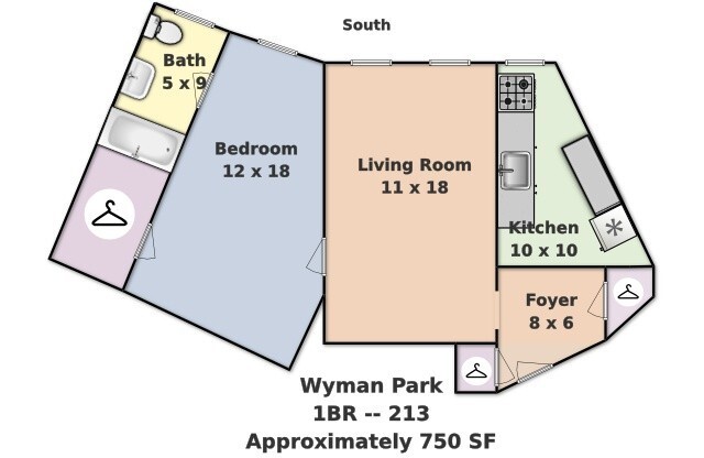 1 bed, 1 bath, 550 sqft, $1,525, Unit 213