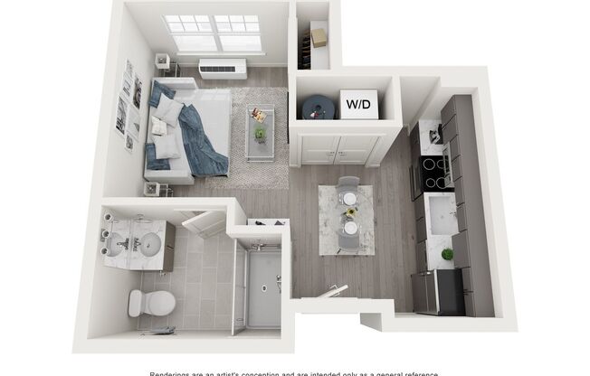 Studio, 1 bath, 373 sqft, $1,725, Unit 114
