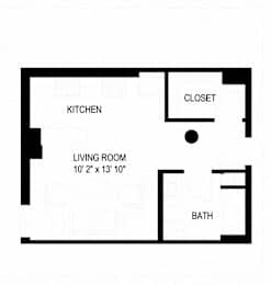 Studio, 1 bath, 414 sqft, $967