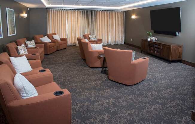 Media Room With Theater Chairs, Surround Sound at The Legends of Columbia Heights 55+ Living, Columbia Heights, Minnesota