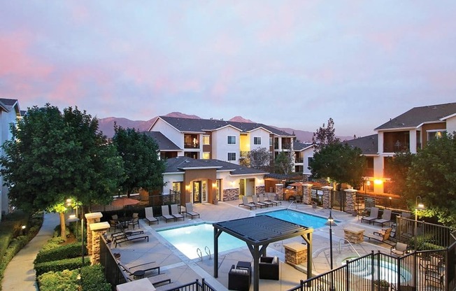 overhead view of pool area