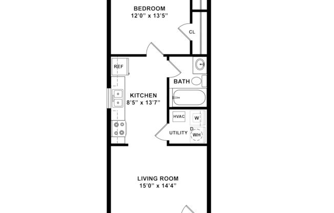 1 bed, 1 bath, 600 sqft, $960