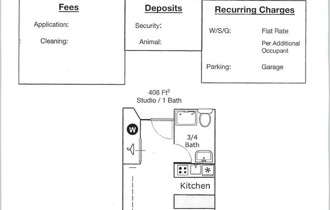 Studio, 1 bath, 408 sqft, $1,295, Unit 227