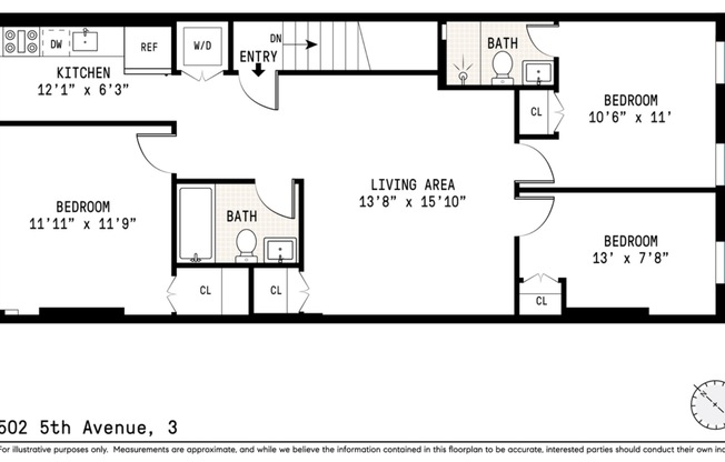 3 beds, 2 baths, $5,200, Unit 3