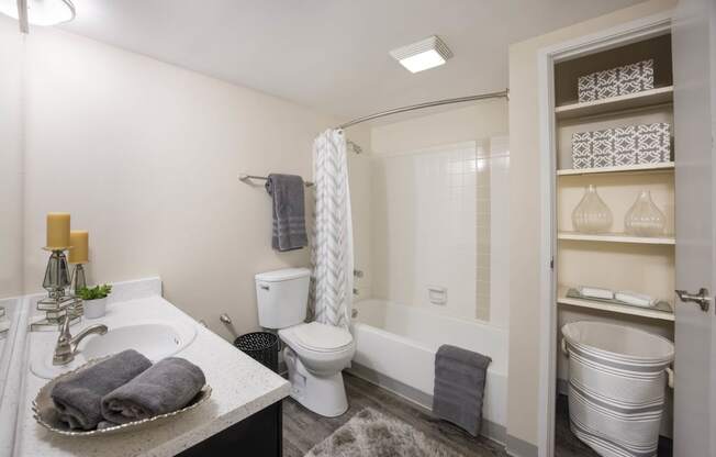 Bathroom with Tub at Woodland Hills Apartments, Colorado Springs