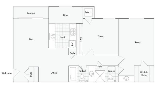 2 beds, 2 baths, 1,090 sqft, $1,779