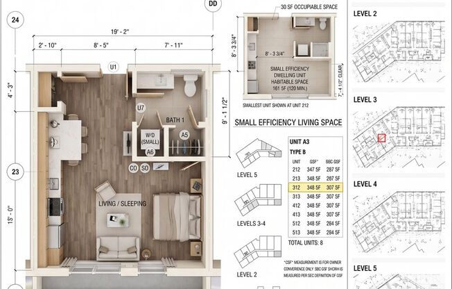 Studio, 1 bath, 348 sqft, $1,306, Unit 312