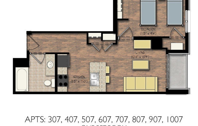 1 bed, 1 bath, 550 sqft, $1,900, Unit #807