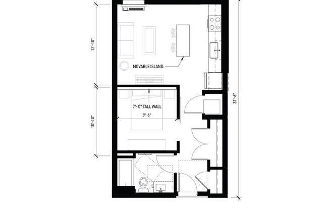 1 bed, 1 bath, 544 sqft, $1,410, Unit 422