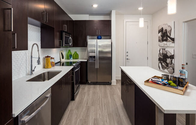 Fully Equipped And Furnished Kitchen at Millworks Apartments, Atlanta, 30318