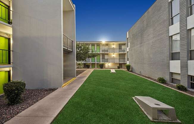 Outdoor Corn Hole Area at Arcadia on 49th Apartments located in Phoenix, AZ.