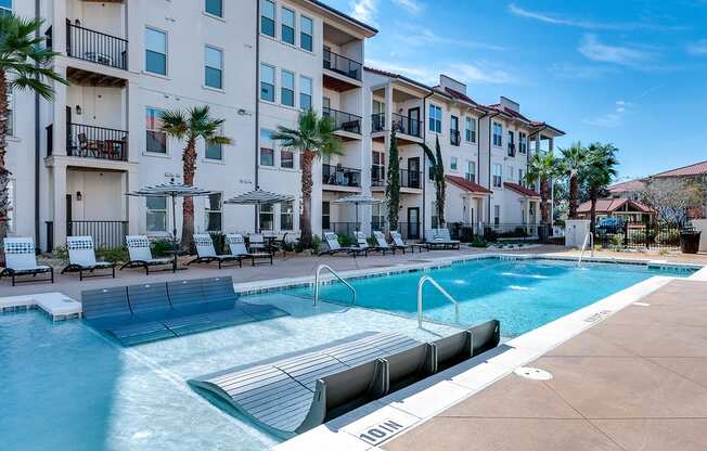 In water tanning ledge at Two Addison Place Apartments , Pooler