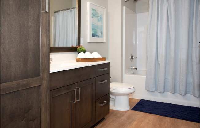 Bathroom With Shower at The McMillan Apartments in Shoreview, MN 55126