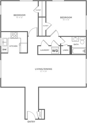 2 beds, 1 bath, 919 sqft, $2,564