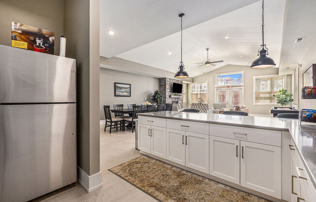 modern community room kitchen  at Signature Pointe Apartment Homes, Athens