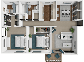 2 beds, 2 baths, 881 sqft, $1,365