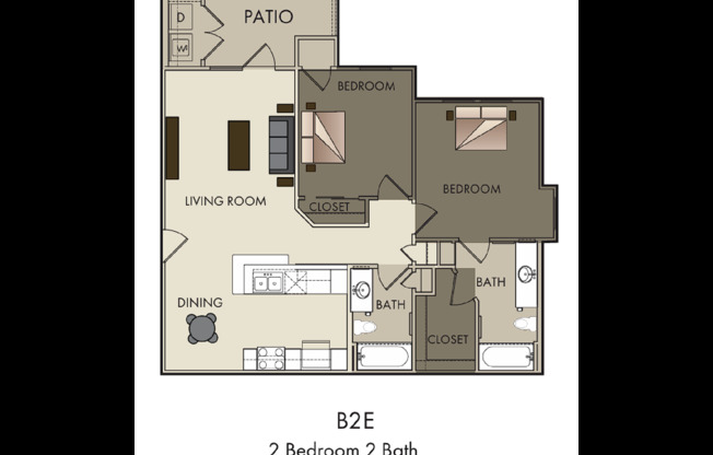 2 beds, 2 baths, 984 sqft, $1,425