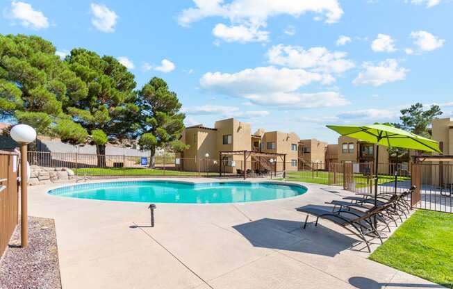 Pool and Lounge Area at Copper Ridge Apartments in Kingman Arizona