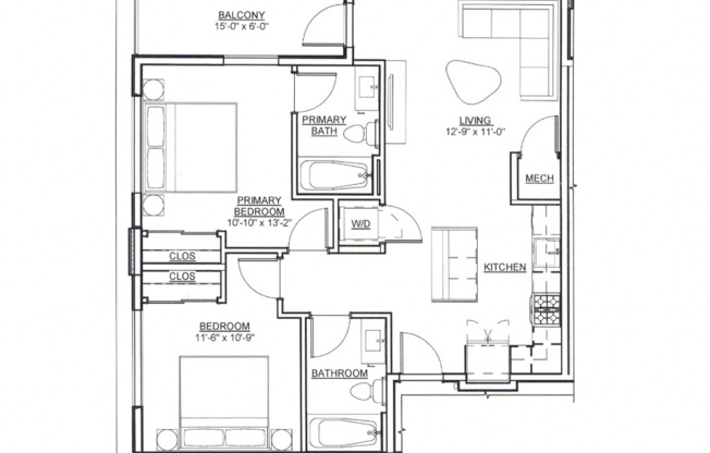 2 beds, 2 baths, 850 sqft, $2,100, Unit Unit 301