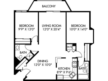 2 beds, 2 baths, 1,094 sqft, $1,760
