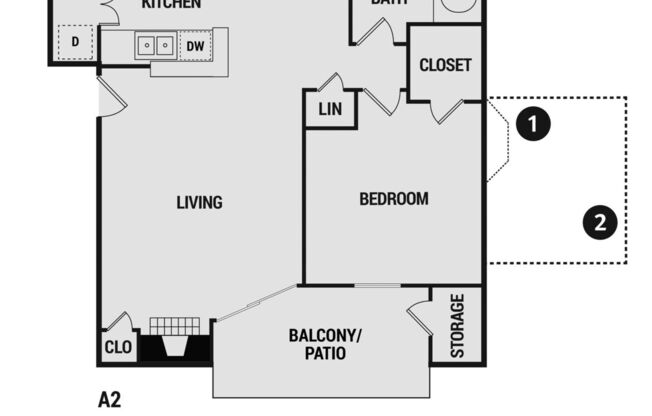 1 bed, 1 bath, 700 sqft, $772