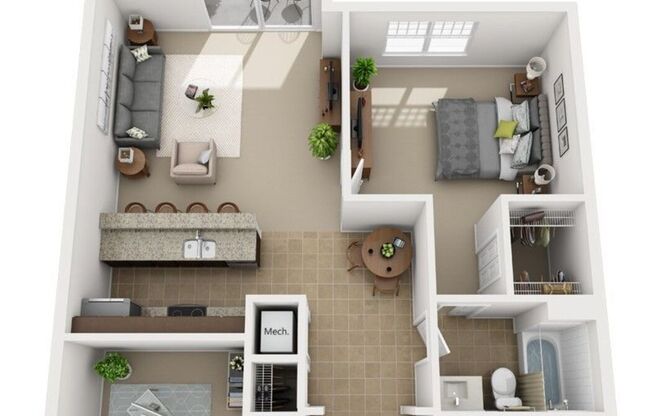 1 bed, 1 bath, 885 sqft, $1,729