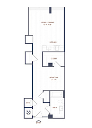 Studio, 1 bath, 602 sqft, $1,870