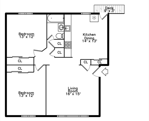 2 beds, 1 bath, 975 sqft, $2,650, Unit 1