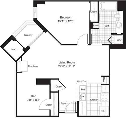 1 bed, 1 bath, 799 sqft, $2,755