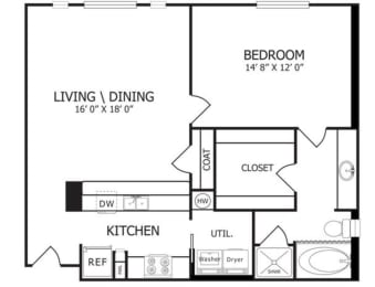 1 bed, 1 bath, 819 sqft, $1,255