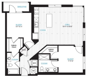 2 beds, 2 baths, 1,051 sqft, $2,825