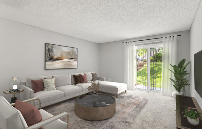 Spacious Living Room at Lakes Edge Apartments, Greensboro, North Carolina