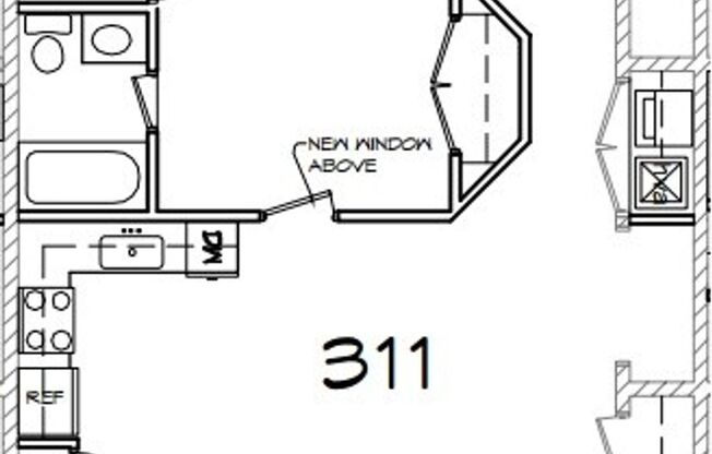 1 bed, 1 bath, 590 sqft, $1,000, Unit Apt 311