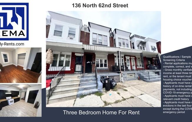 3 Bedroom Row Home with Classic West Philly Charm