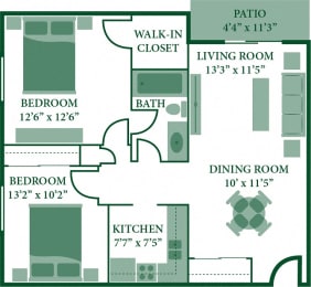 2 beds, 1 bath, 750 sqft, $1,299