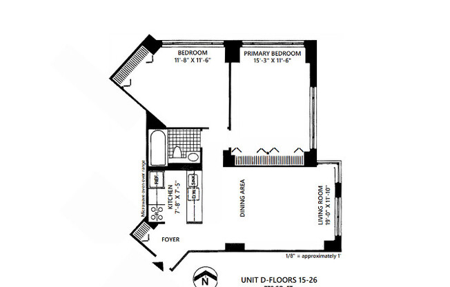 2 beds, 1 bath, 779 sqft, $6,000, Unit 25D