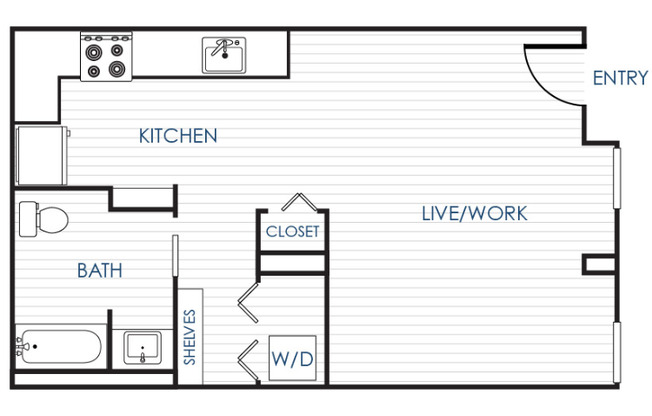 Studio, 1 bath, 525 sqft, $1,493