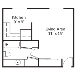 Studio, 1 bath, 550 sqft, $685