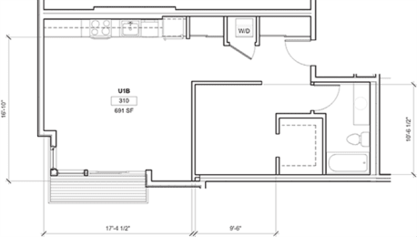 1 bed, 1 bath, 711 sqft, $1,994